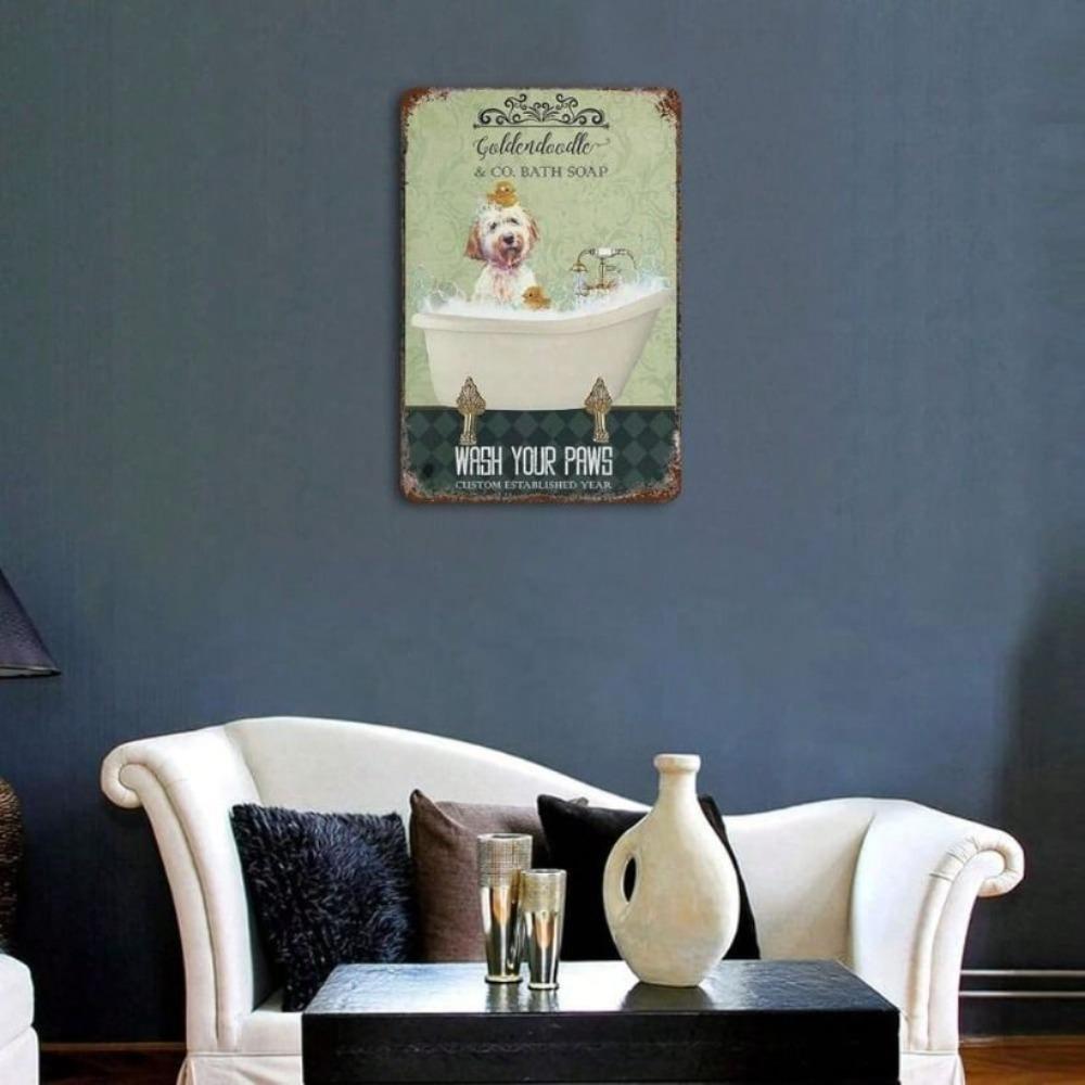 Vintage Metal Sign Golden Retriever Poster for Bathroom Laundry Bar Pub Wall Decor