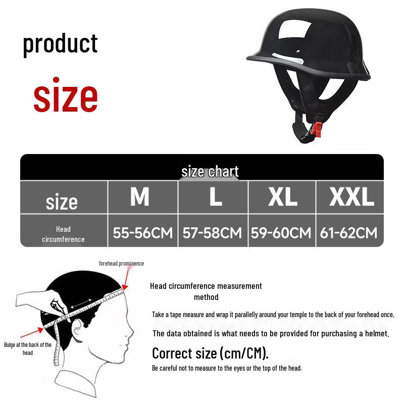 German-Style Motorcycle & Electric Scooter Safety Helmet for Men & Women - Skull Cap Design