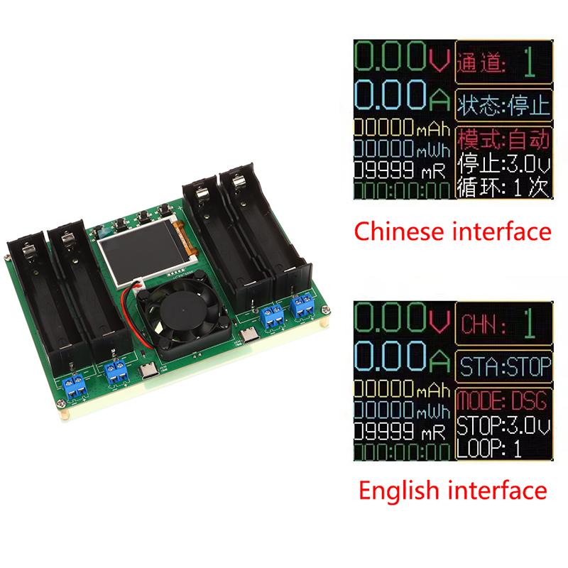 4 Channel 18650 Lithium Battery Capacity Tester Module Digital 18650 Battery Power Detector Tester Module Type-C Interface