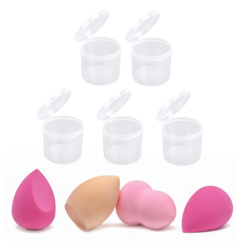 Powder Puff Storage Box Transparent Dustproof Portable Makeup Puff Container Case for Beads Tablets 5pcs
