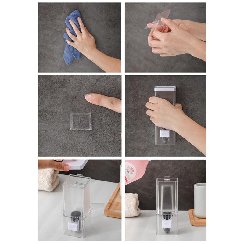 250ml Manual Soap Dispenser Transparent Wall Mounted Bathroom Sanitizer Shampoo Shower Gel Container