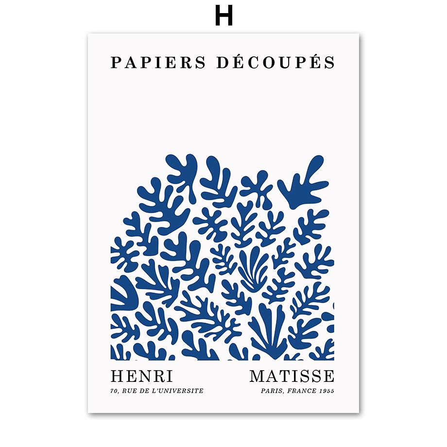 

Синий Анри Матисс Баухаус Пикассо коралловые листья плакаты и принты настенная живопись на холсте для гостиной декоративные картины A4 21X30cm No Framed