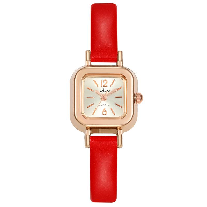 

Ladies Watch Light Luxury Fine Belt Small Square Watch Literary And Retro Temperament Women S Watch High Value Quartz Watch Girl Factory in stock [large quantity to discuss] красный