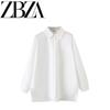 Zab Autumn New Women's Clothing Fashion Style French Style Design Slit Hemline At Hem Plus Size Long Sleeves Cotton Shirt