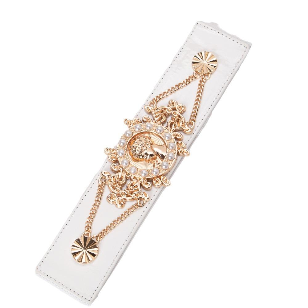 Stretch Elastic Waist Belt for Women with Wide and Versatile Suit Coat Waist-hugging Beauty Head Pearl Waist Seal