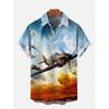 Hawaiian Colorful Sci-Fi Space War Elements Printing Breast Pocket Short Sleeve Shirt  Loose Versatile Casual Sports Summer Men
