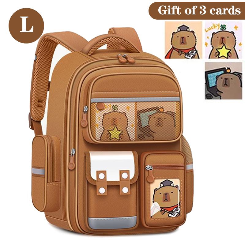 

Capibala Schoolbag Unisex Большой вместительный рюкзак Capybara, прочный и легкий рюкзак для учеников начальной и средней школы L кофейный