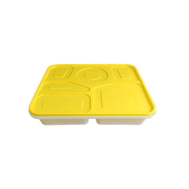 Disposable Yellow 6-Compartment Takeout Meal Box