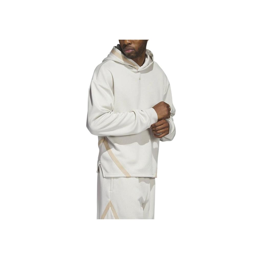 Adidas Select Striped Casual Logo Print Pullover Hoodie Men Hoodie Off-White IC2420