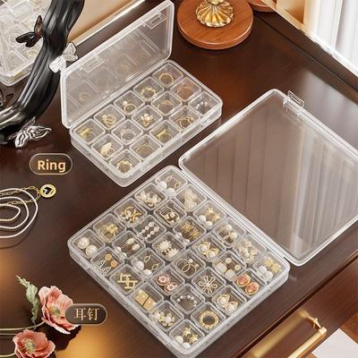 Transparent Plastic Earring Storage Box with Multiple Compartments and Anti-Oxidation Feature