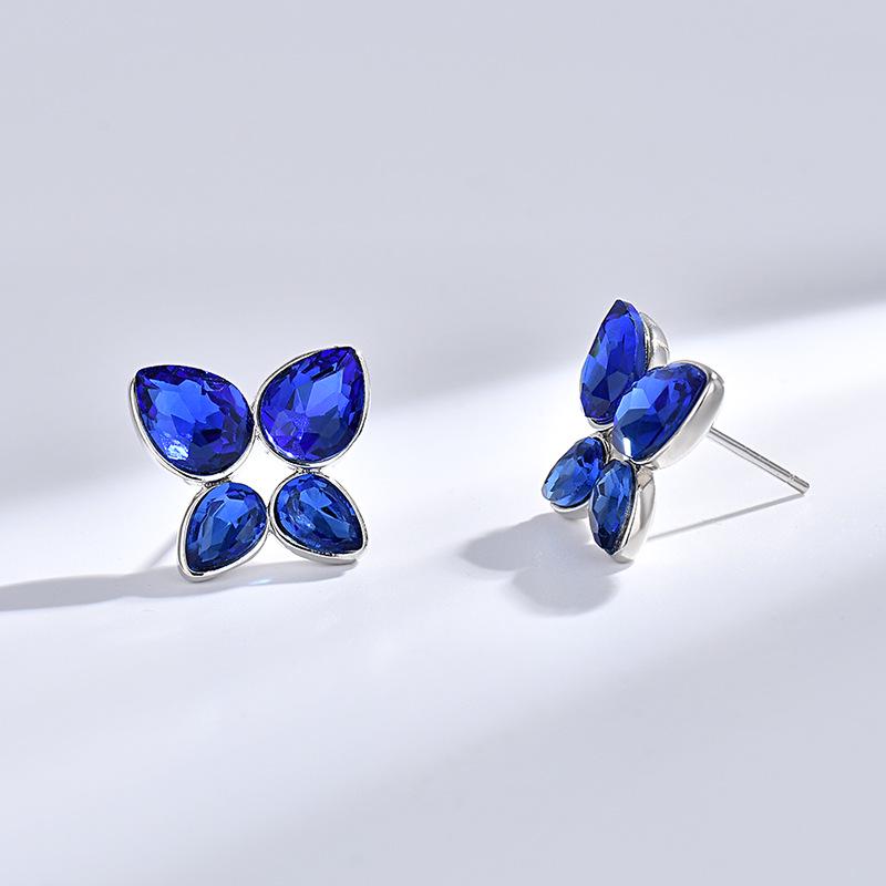 Korean Crystal Angel Tear Stud Earrings - Colorful Teardrop Diamonds with Unique Niche Style for Women