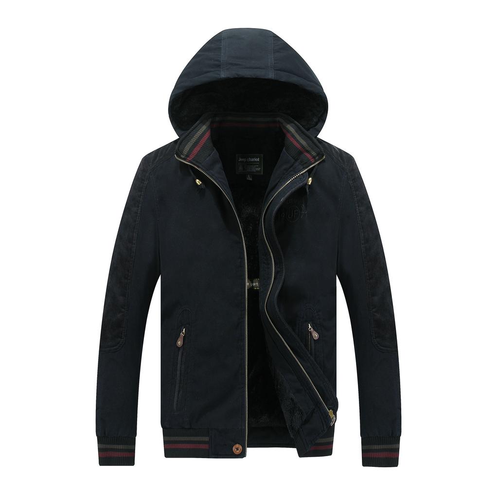 Men's Winter Cotton-padded Clothes with Fleece and Thickened Large Size Loose Warm Cotton-padded Clothes.