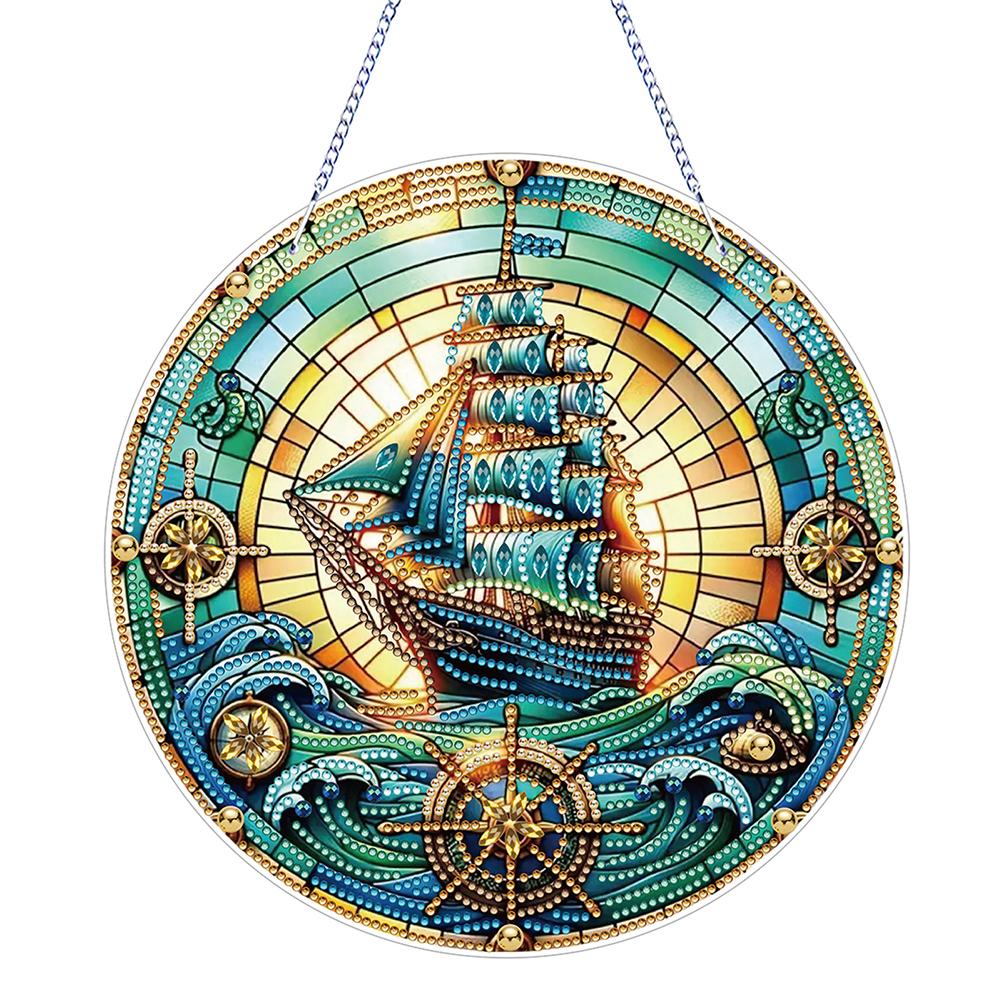 2D/Flat DIY Diamond Art Suncatcher Hanging Diamond Art Kits Rhinestone Diamond Art Window Pendants Wall Decor for Home & Windows