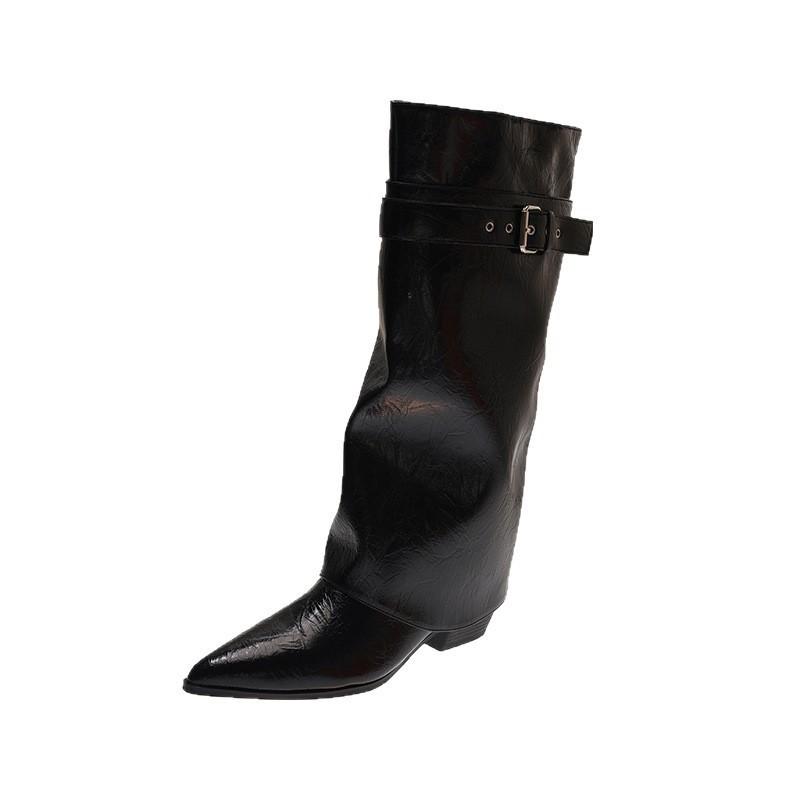 Pants Skinny Pile Two Wear Boots Women's Locomotive Boots Autumn Pointed Removable Long Fashion Skinny Boots Thick Heel