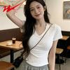 Shuangxing Women's V-Neck Slim Fit Short Sleeve T-Shirt