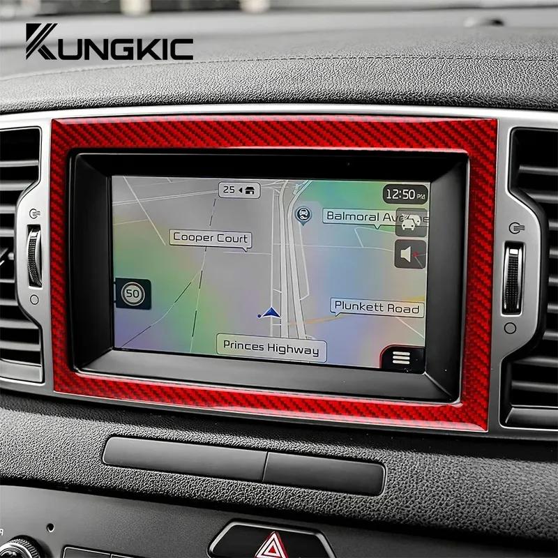 Car Central Control Screen Real Soft Carbon Fiber Sticker for KIA Sportage 2017 2018 LHD RHD Interior Trim Accessories