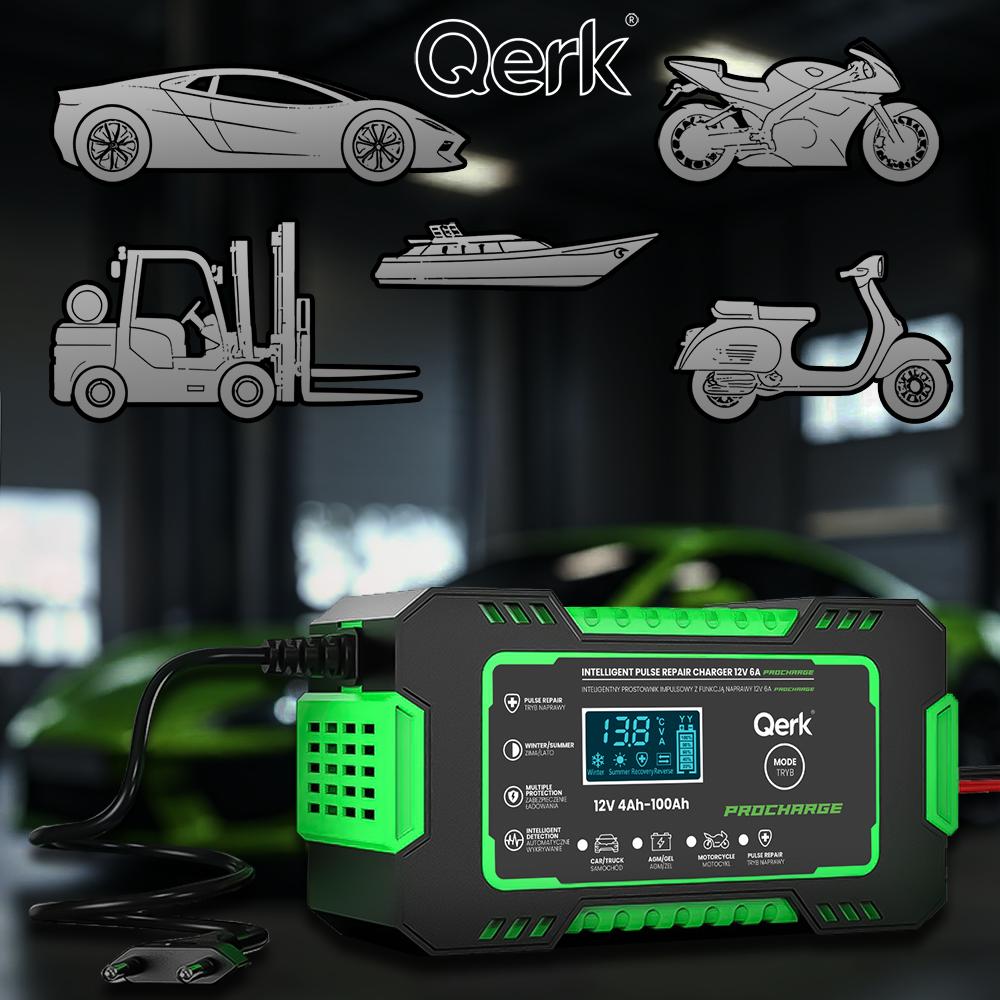 Qerk Rj-C 120501A 12V 6A Pulsed Car Battery Charger With Battery Repair Function