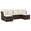 6 Piece Brown Garden Sofa Set with Cushions Poly Rattan