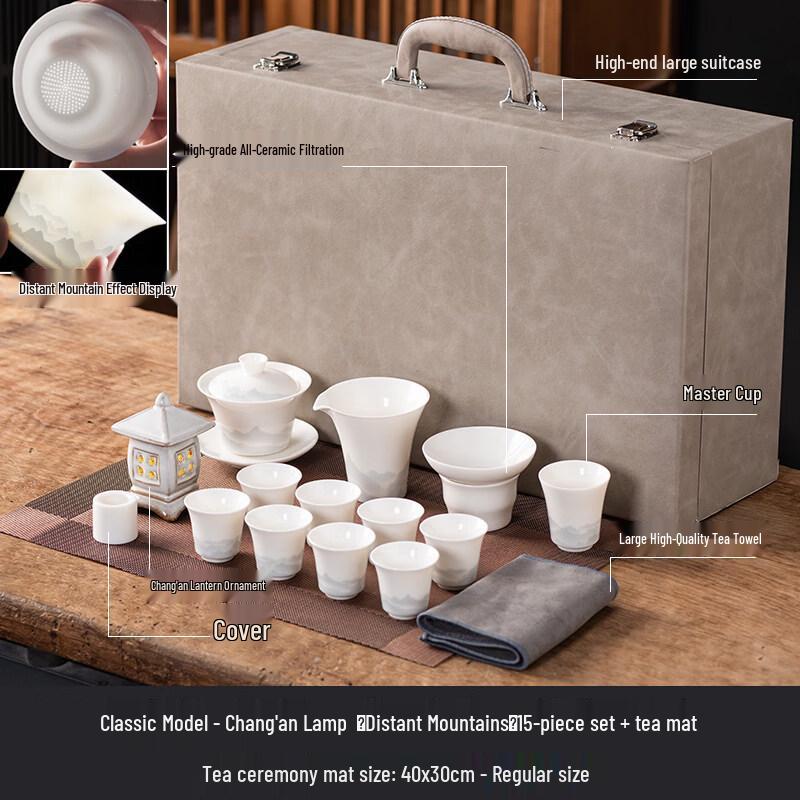 Ru Han Light Luxury Chinese Ceramic Tea Set