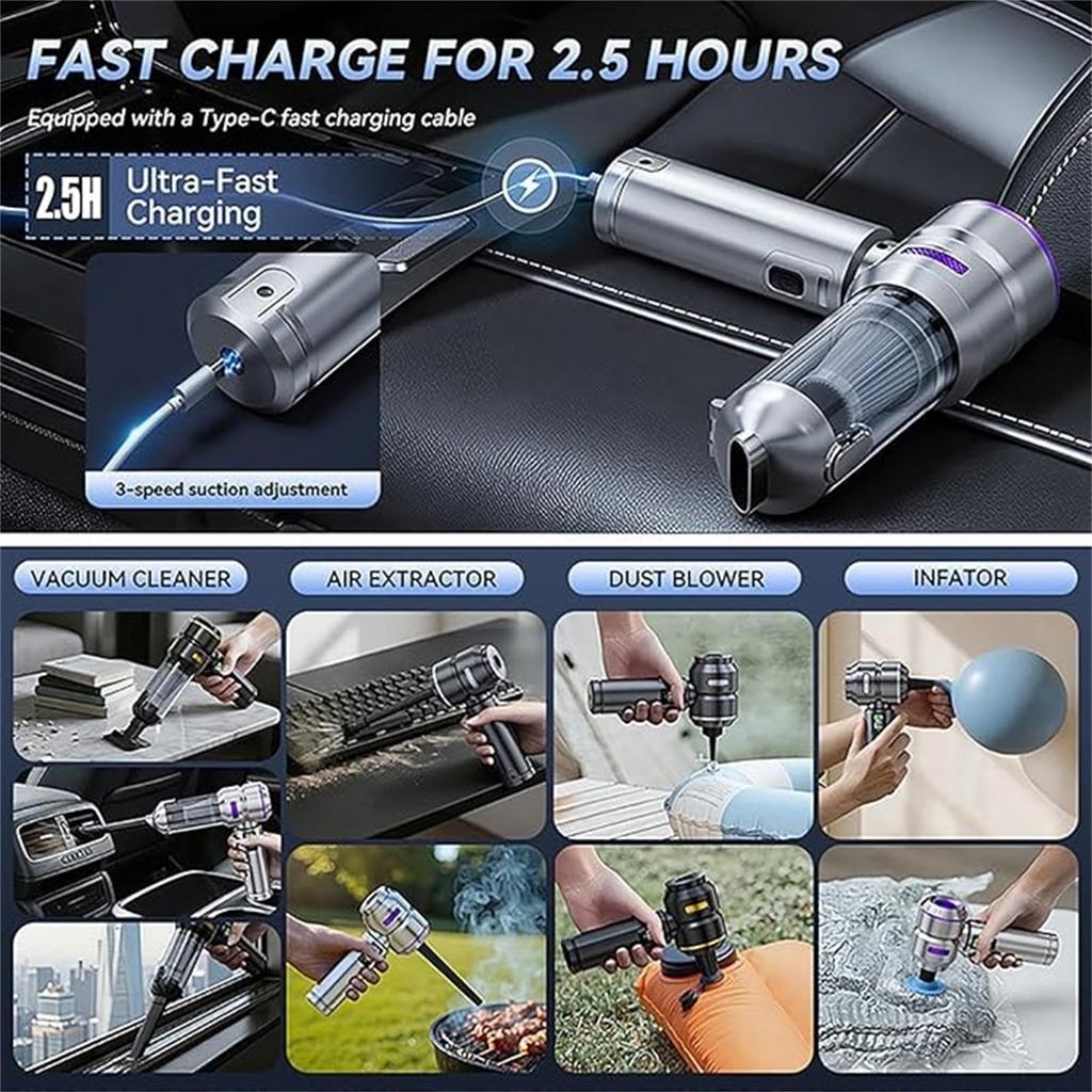 Cordless Handheld Vacuum Cleaner For Wet/Dry Messes,  Design, Ideal For Kitchen Spills, Car Detailing, Workshop Use(Black)