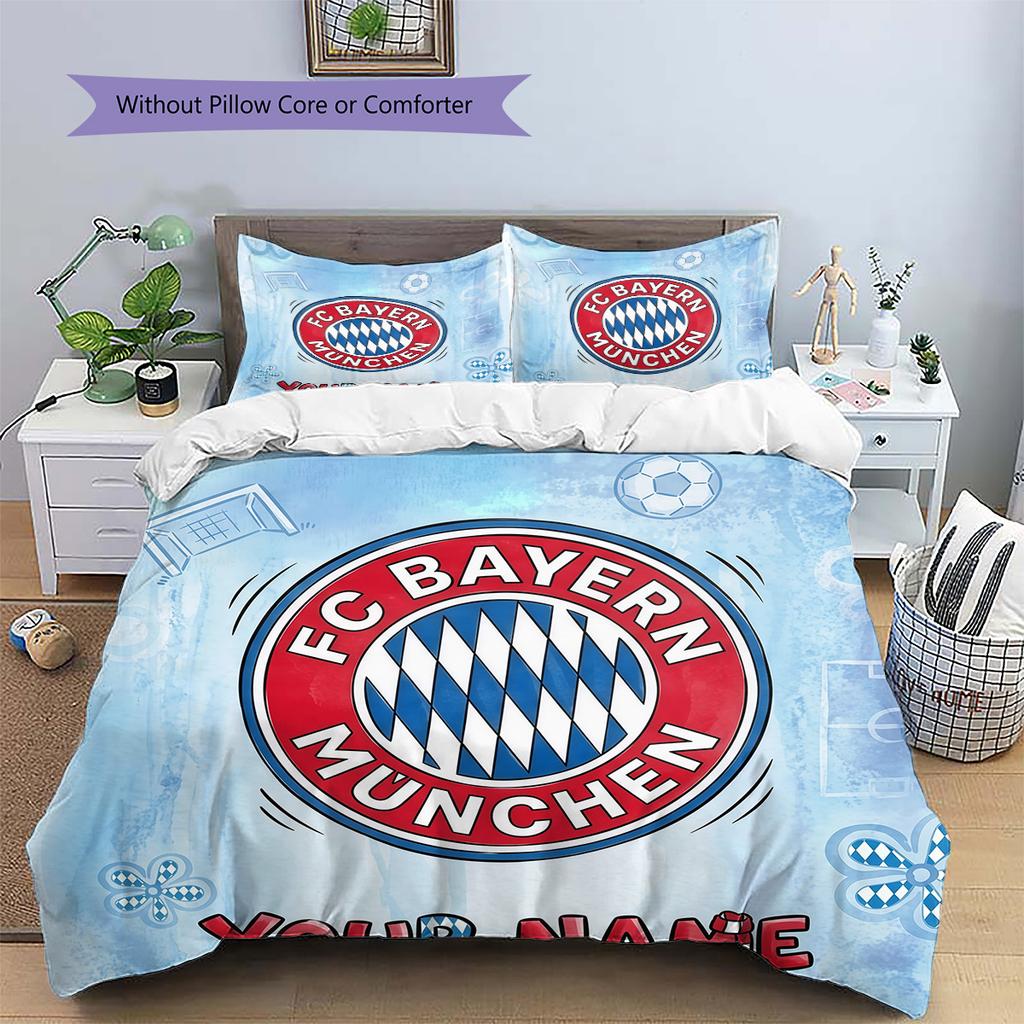 Custom Name FC Bayern München Pattern Bedding Quilt Set Home Decoration Gift (1 * duvet cover + 2 * pillowcase without core)