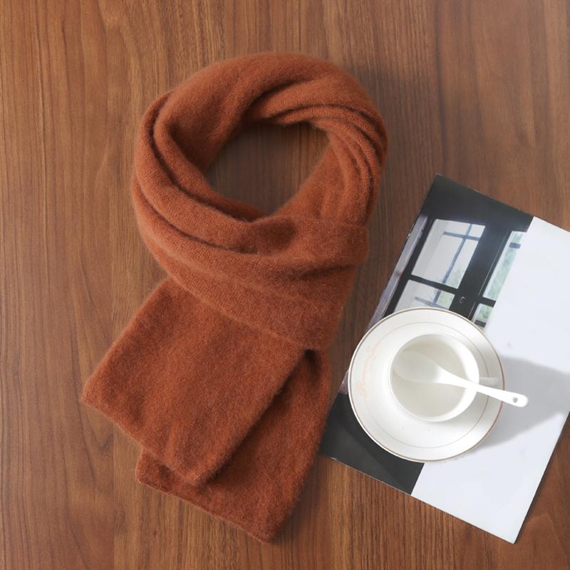 100% Wool Knitted Long Scarf For Women Winter Autumn Soft Warm Solid Luxury Cashmere Shawls Neck Protect Scarves Men 170cmx11cm