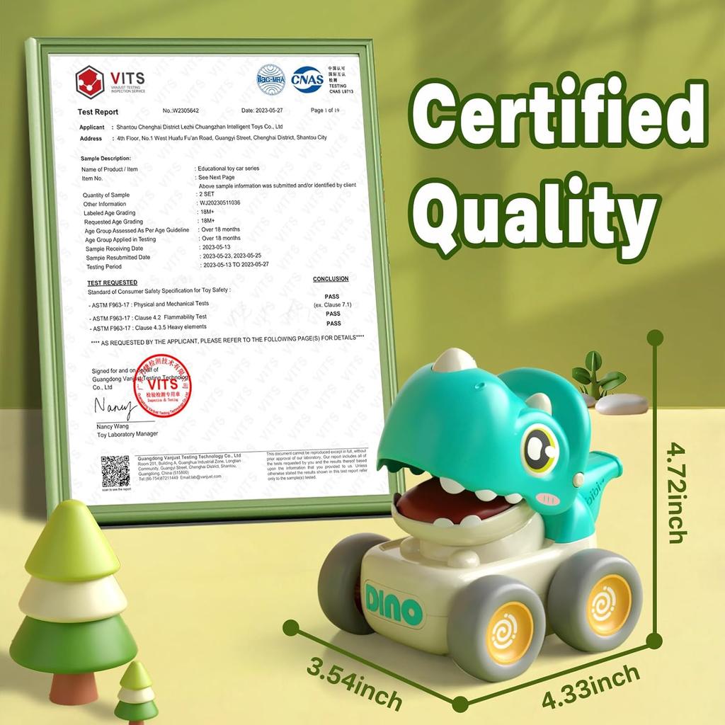 Press and Go Dinosaur Car Toys for 1 Year Old Boy|First Birthday Gift with Whistle|Baby Toys 12-18 Months Toddler Age 1-2| Cars for Toddlers 1-3