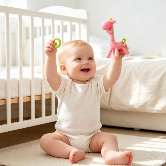 Baby Teether Toy Giraffe Teething for Infants, Food-Grade Silicone Chew Stick Gum Relief, Deciduous Teeth Eruption Relief BPA-Free 0-12