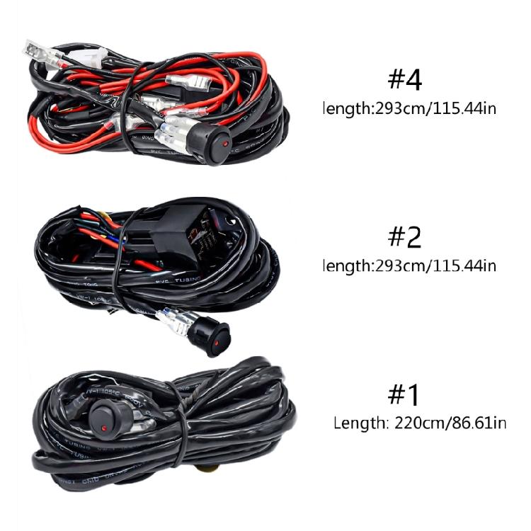 Motorcycle Fog Light Wiring Harness Lamp Headlamp Switch Wire Cable with 2 Plugs