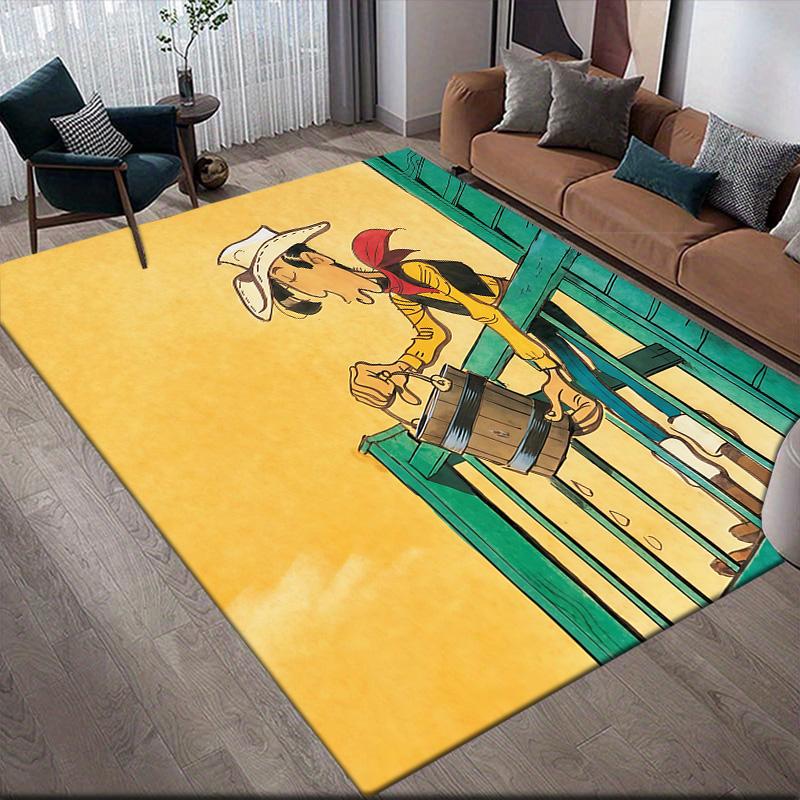 Lucky Luke2 Flannel Pattern Square Carpet,Area Rug,Carpet Rug for Living Room Bedroom Sofa Playroom Decor,Non-slip Floor Mat