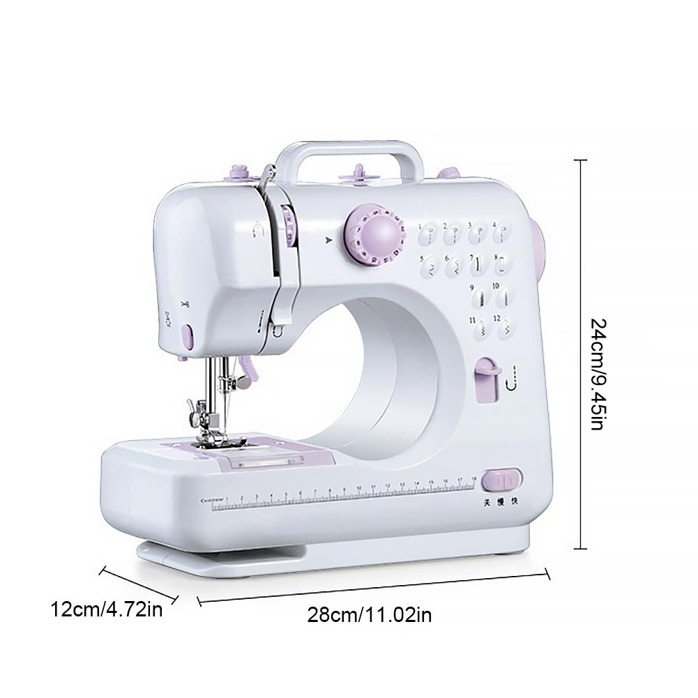505A Household Mini Sewing Machine Double Speeds Small Sewing Machine 12 Built-In Stitches Travel Sewing Machines for Beginners