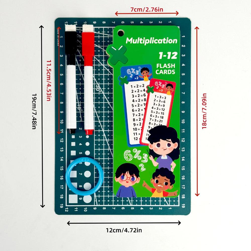 Digital Learning Flash Cards, Addition, Subtraction, Multiplication, Division, Fraction, Math Formula Memory, 15 Cards, Two Erasable Pen Learning Toys