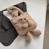 2025 Autumn New Fashion New Tote Plush Women's Bag Simple Shoulder Portable Bear Girlish Handbag Bag