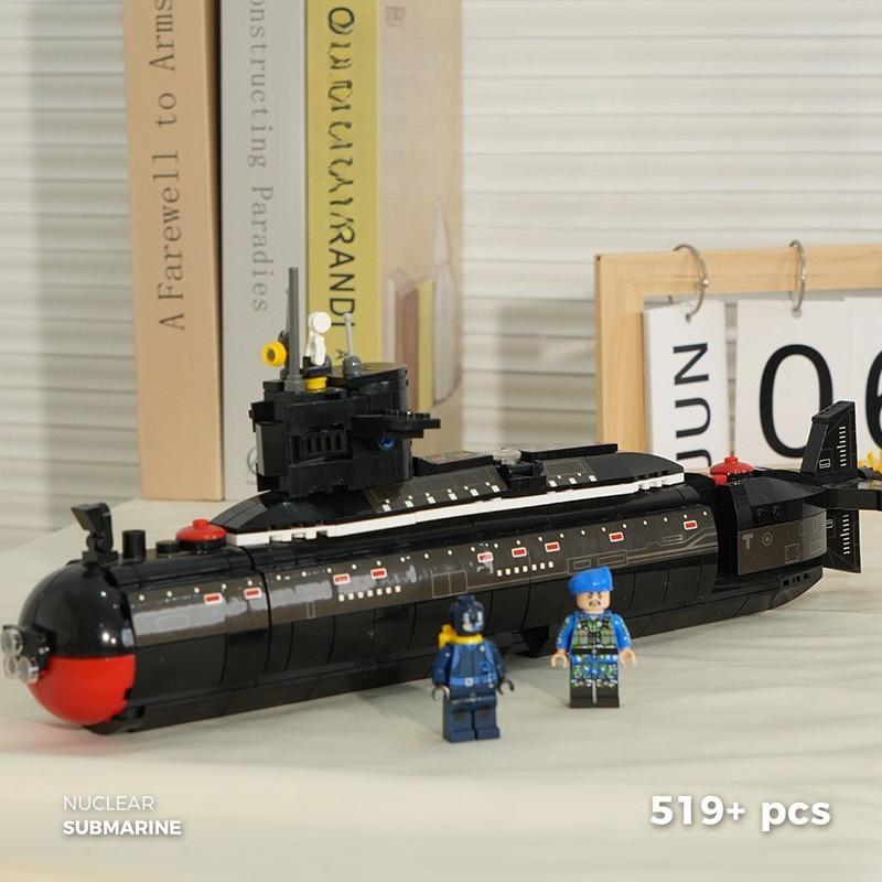 094 Vojenská válečná ponorka Kompatibilní Model z malých stavebních kostek, dětská vzdělávací montážní hračka