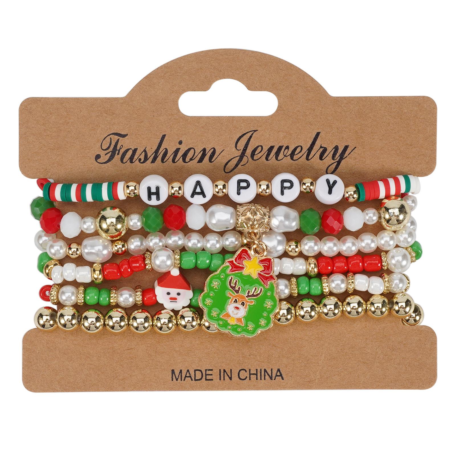 New Christmas Bracelet Set Holiday Accessories Snowman Santa Claus Deer Antlers