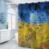 Van Gogh Starry Night Shower Curtain Oil Painting Abstract Art Blue Sky White Cloud Star Moon Scenery Bathroom Decor With Hooks