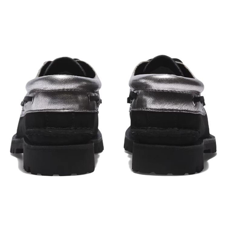 Timberland Sapatos Náuticos Autênticos Femininos de Nobuck Preto Prata A5NBC001