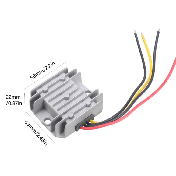 60W 24V To 12V 5A Automotive Power Converter Aluminum Housing With Protective Module For Speaker Accessories