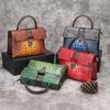 Retro Alligator Pattern Handbags Women Bags Genuine Leather Hand Painted Shoulder & Crossbody Bags