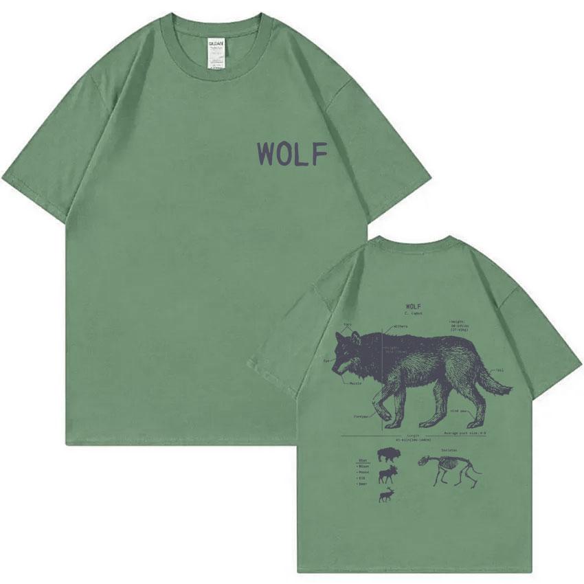 Funny Wolf Anatomy Graphic T-shirt Unisex Women Casual Oversized Short Sleeve T Shirts Unisex's Vintage Cotton T-shirts Unisex Streetwear