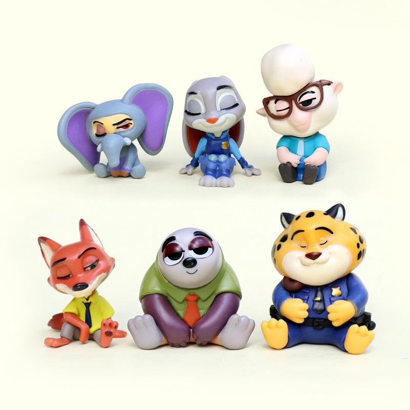 

Disney 6 Pcs Zootopia Judy Nick Flash Finnick Chief Bogo Action Figure Doll Toys Zootropolis Figure Doll for Kids 6pcs
