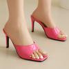 Summer Slippers Women High Heel Mules Shoes Fashion Black Pink Green White Slides Open Toe Sandals Ladies Large Size 48