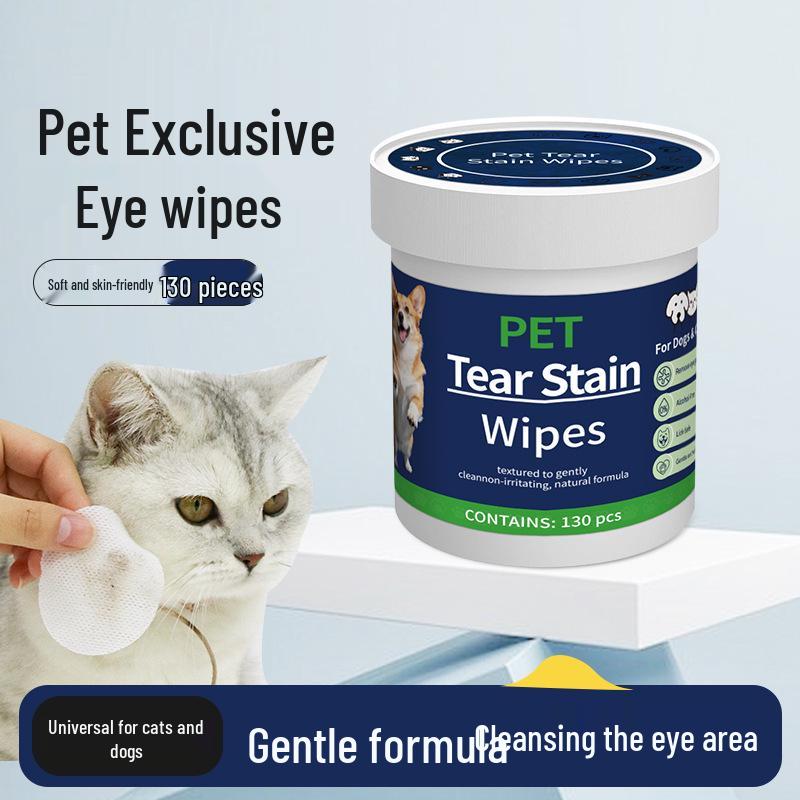 Pet Eye Wipes for Cats & Dogs, Tear Stain Remover, Eye Discharge Cleanse, Bichon Frise Tear Stain Care
