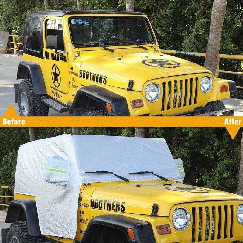 Sonnenschutzabdeckung, Für Jeep Wrangler TJ 1997-2006 Schnee-Regen-Abdeckung Wetterfeste Autoabdeckung Karosserie Staubdicht UV-Schutz-A87Q