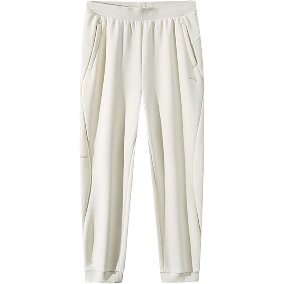 Anta Comfortable Casual Simple Cuffed Knitted Sports Pants Women bottoms White Tea 162447311N-3
