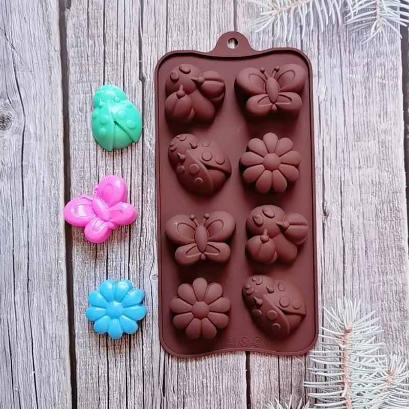 8-teilige kreative Silikon Insekt Schmetterling Schokolade DIY Kuchenform Lebensmittelqualität Silikon Hochtemperaturbeständig