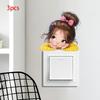 3Pcs Cartoon Girl Switch Stickers, Self-Adhesive PVC Wall Decals for Home & Office Decor