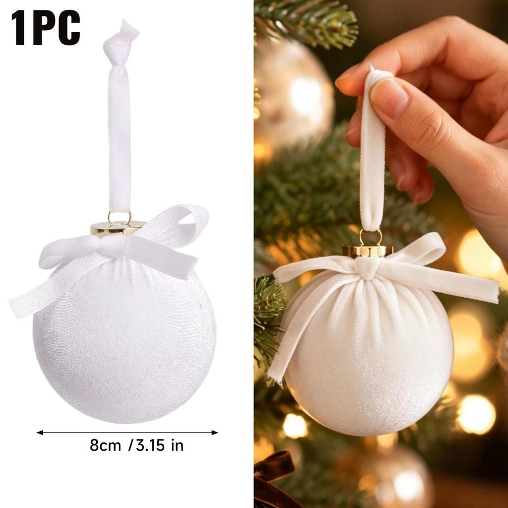 Velvet Foam Christmas Ball Christmas Tree Hanging Ornament Bowknot Sphere Festival Party Xmas DIY Decoration Balls Accessories