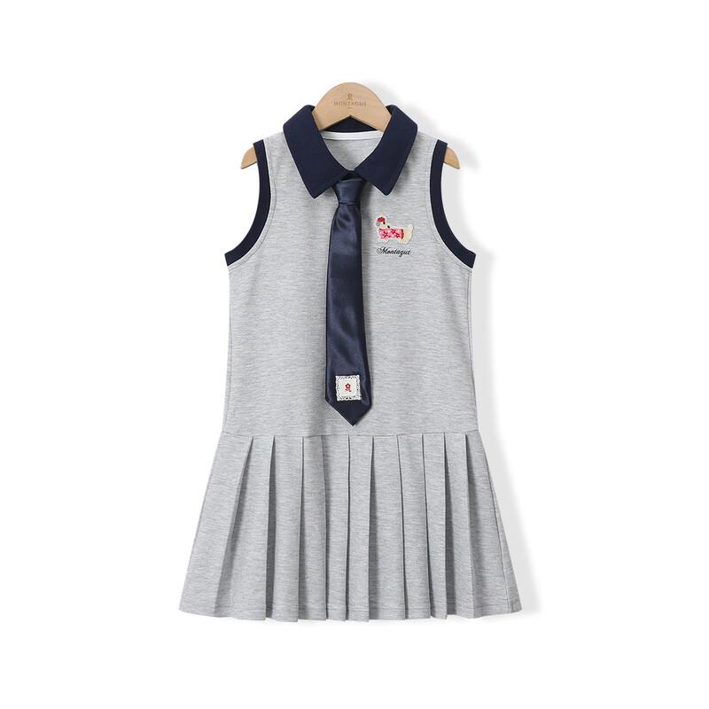 Montagut Girls  Summer Preppy Embroidered Sleeveless Dress 140