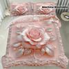 Comforter 2/3Pcs Pink Rose Bedding Set Soft Comfortable Floral Machine Washable Queen King Size